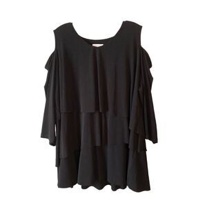 Susan Graver Cold Shoulder Tiered Top 2X